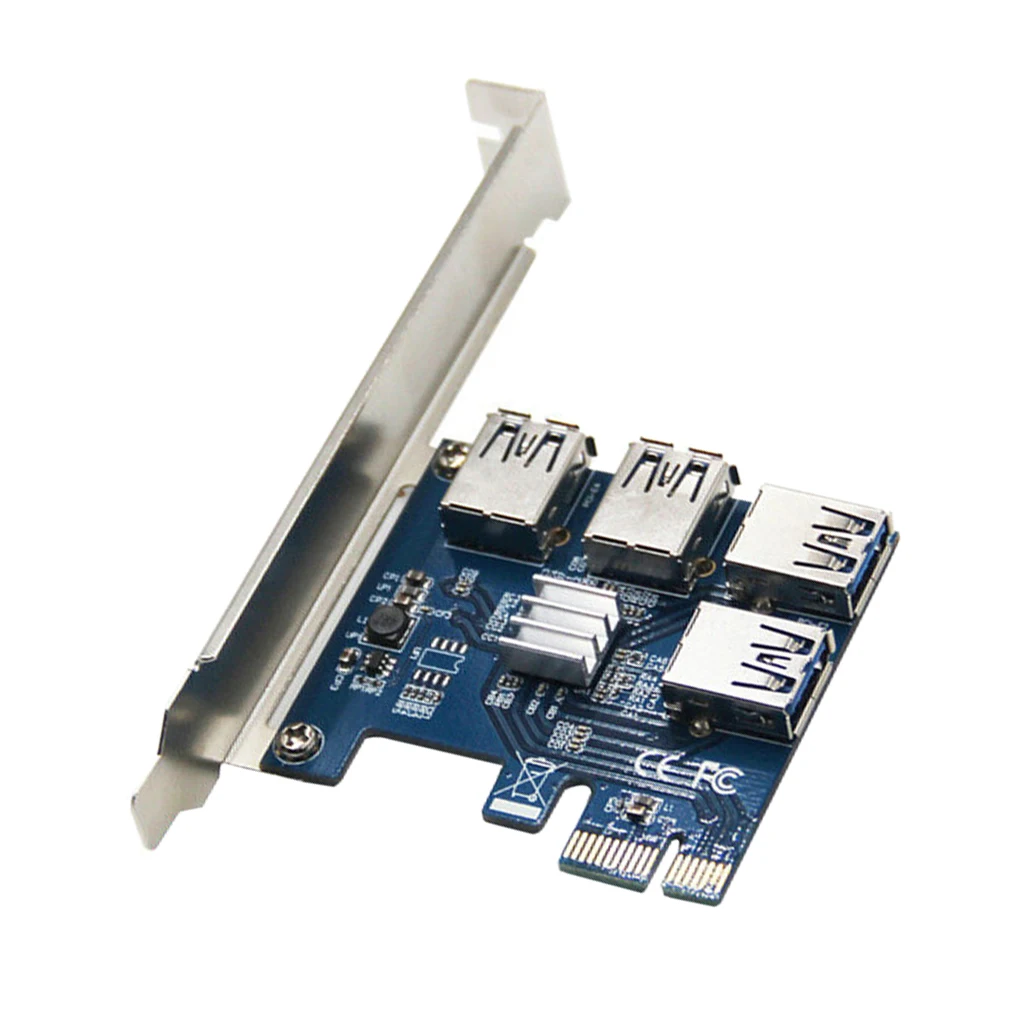 

PCI-E To PCI-E Adapter 1 Turn 4 PCI-Express Slot 1x To 16x USB 3.0 Mining Special Riser Card PCIe Converter For BTC Miner Mining