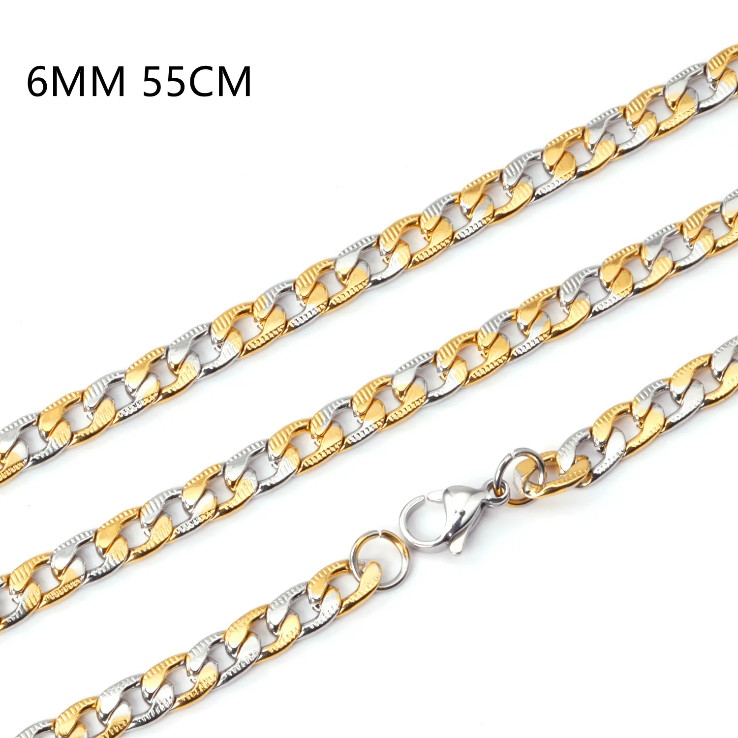 LUXUSTEEL Stainless Steel Mixed Style 55cm Long Chains Necklace Men Golden High Link Chains Necklaces Accessories Wholesale