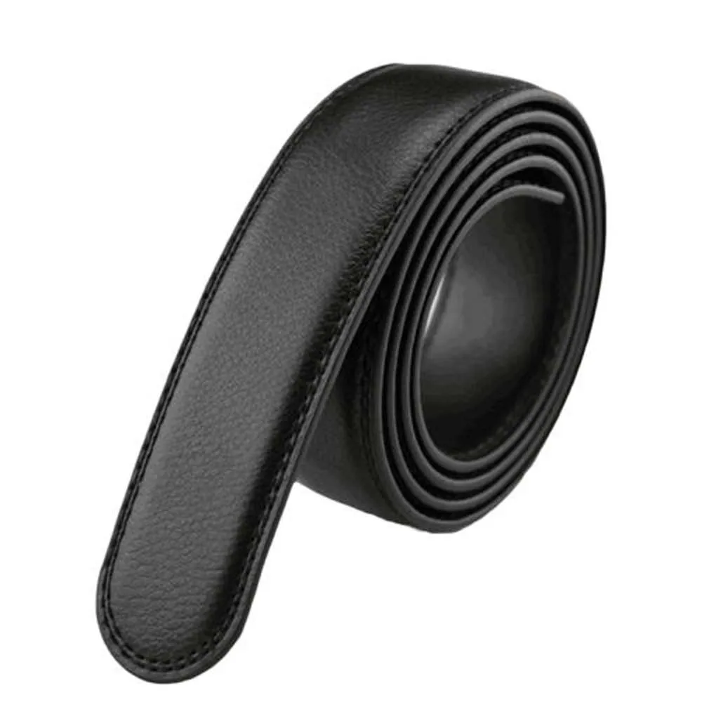 120x3.5cm Business Style Pu Leather Men's Automatic Ribbon Black Waist Strap Belt Without Buckle Luxury Women High Quality