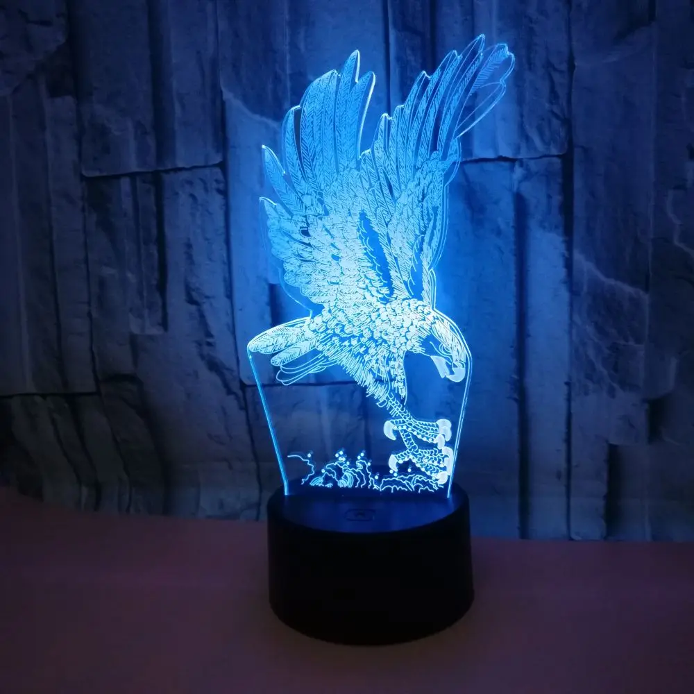 3D Eagle Night Light LED Colors Changeing Lamps Remote Control Illusion Lamps Animal Series Christmas Light Gifts for Kids Boys