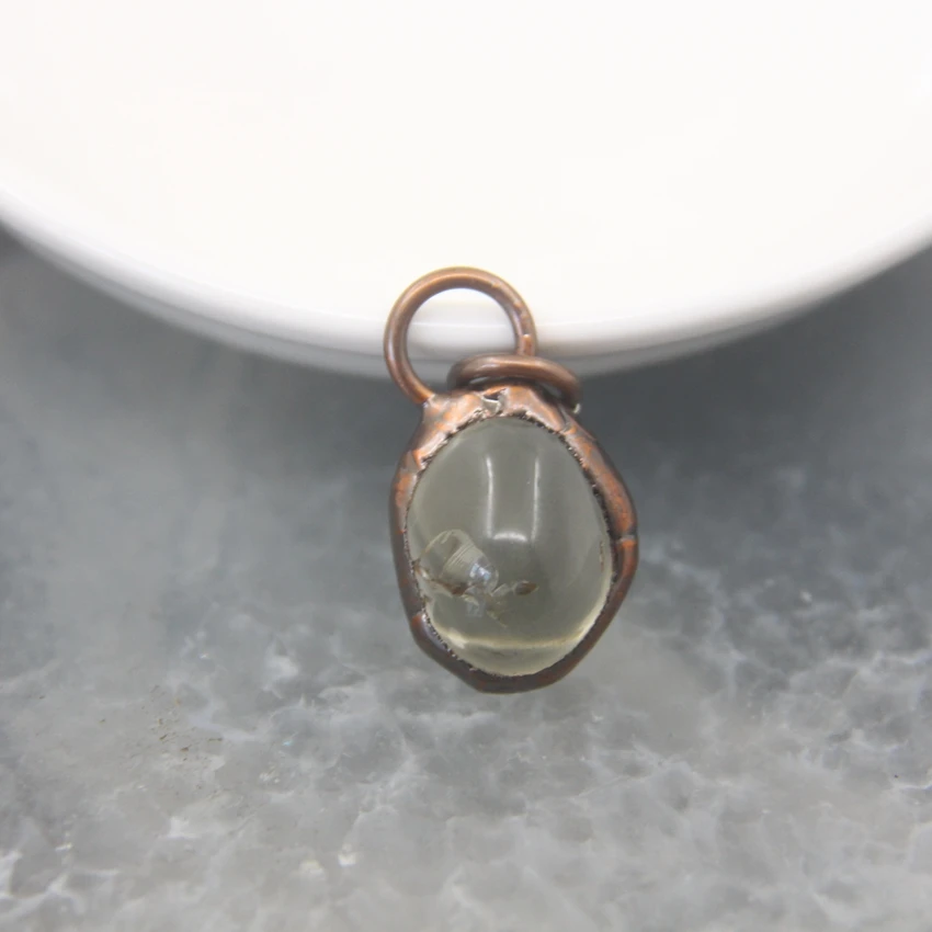 Bronze Natural Yellow Crystal Raw Rough Irregular Quartz Antique Copper Pendant Vintage Necklace/Bracelet/Earring Jewelry Making