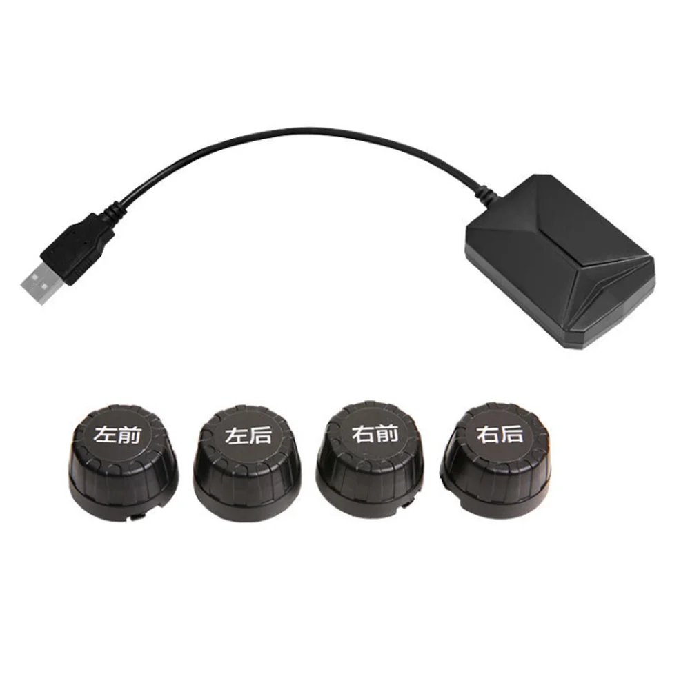 USB Android TPMS Car Tire Pressure Monitor with 4 External Sensors Monitoring Alarm System 5V Wireless