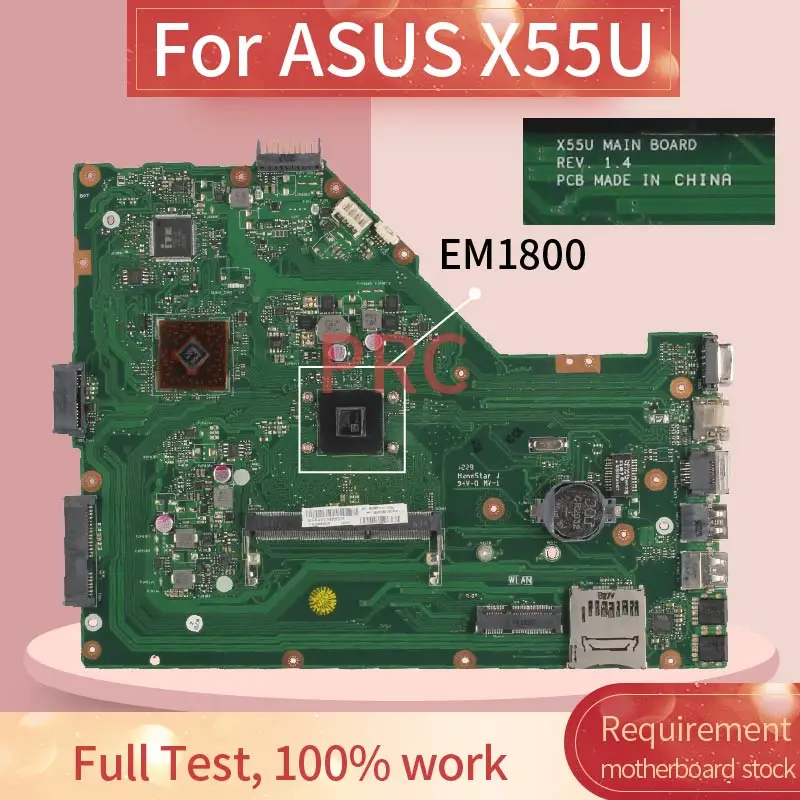 

X55U REV.1.4 For ASUS X55U EM1800 Notebook Mainboard 60-N80MB1700-D03 DDR3 Laptop Motherboard