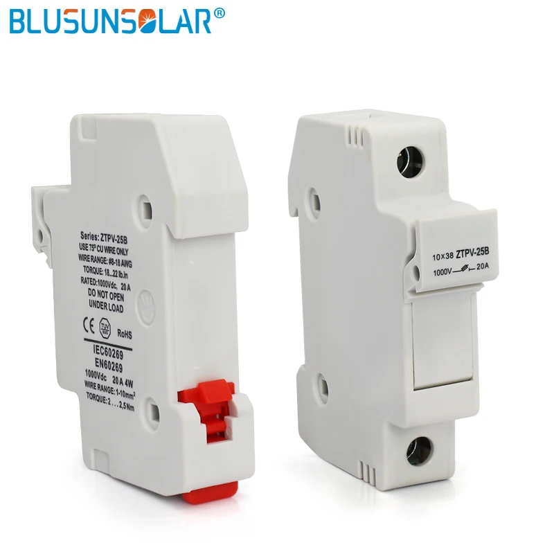 

A lot/5 sets/PV Solar Fuse 1-30A 1000V DC Fusible 10x38 gPV, with Fuse Holder for Solar System Protection BX0234/6