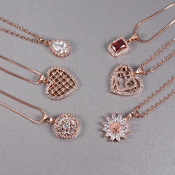 Ladies Necklaces Rose Gold Color Jewelry 10 Kinds Of Popular Necklace Women Chain Party Pendants Jewelry Fashion Birthday Gifts