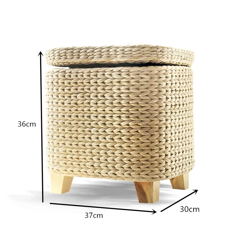 Storage Stool Rattan Wicker Ottoman Basket Shoe Cabinet Sofa Stool mall Shoe Store Footstool Multi-Function Storage Footrest