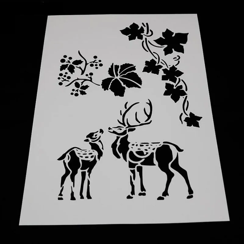 

1pc Stencils Grape Deer Painting Template DIY Embossing Accessories For Scrapbooking Coloring Office School Supplies Reusable