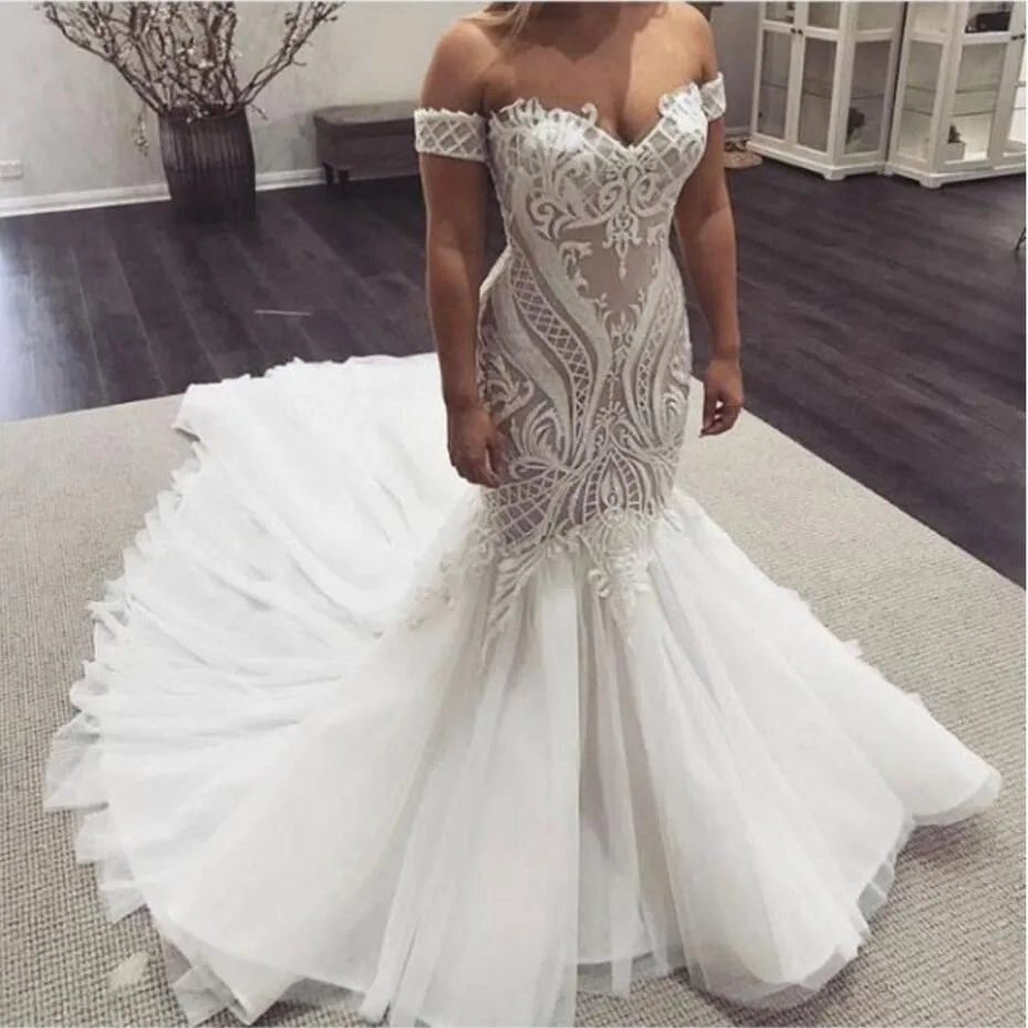 

Customized 2025 New Hot Sale Mermaid Wedding Dress Vestido De Noiva Lace Bridal Gowns With Appliques Off The Shoulder Mariage