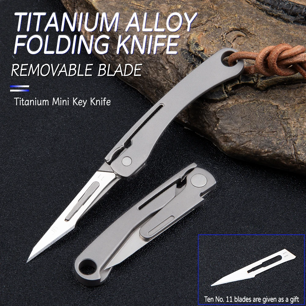 

Mini Pocket Knife Titanium Alloy Folding Knife Outdoor EDC Tool Portable Multi-function Cutting Self-defense Keychain Pendant