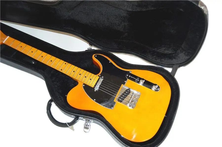 Heritage classic yellow electric guitar black guard maple xylophone neck and case free shipping