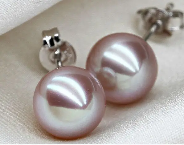 

free shipping elegant pair of AAA10-11mm south sea lavender pearl earring