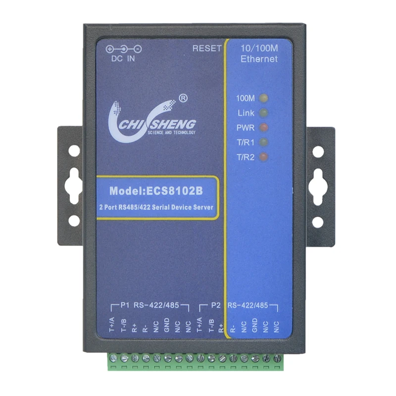 

ECS8102B 2 порта RS485/422 к Ethernet 485/422 к TCP/IP/RJ45 серверу