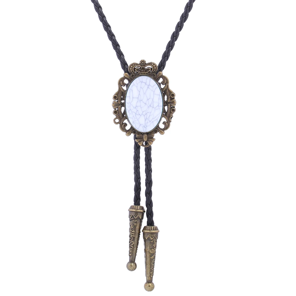 BRONZE GEM Bolo Tie Western Cowboy Opal Rodeo Leather Necktie