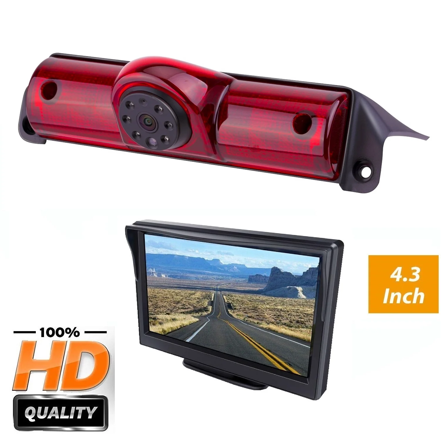 HD 720P Misayaee Brake Light Camera+4.3'' monitor for Chevrolet Express Vans / GMC Savana Van, Stop lights Rear View Camera