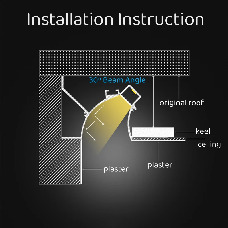 1-10pcs 1m Embedded Trimless LED Aluminum Profile Hidden Drywalll Plaster Board Backlight Ceiling Linear Hard Bar Strip Lighting