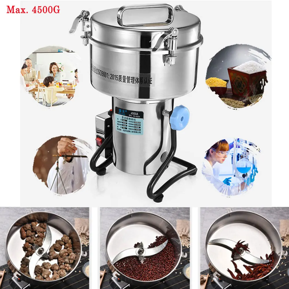 

4500g electric grinding superfine powder milling machine grains dry food crusher commercial household kitchen grinder pulverizer