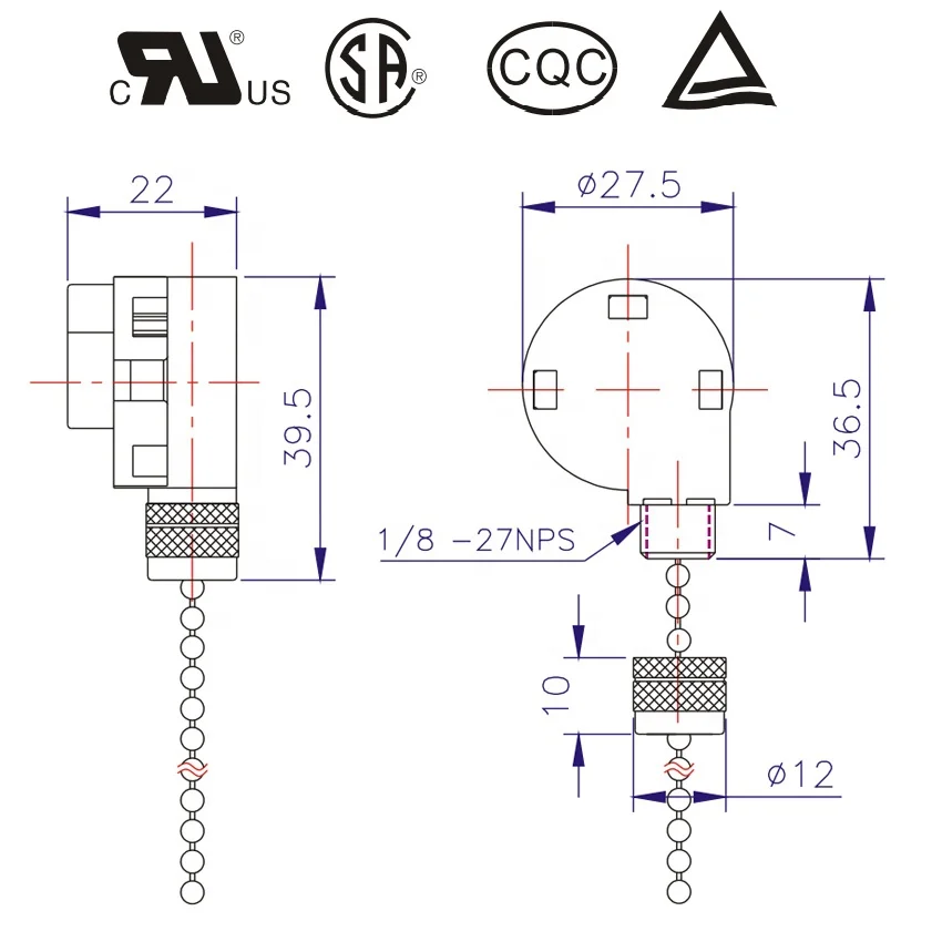 3 Speed Rotary Fan Switche 4 Wire Ceiling Fan Light Lamp Replacement Parts Pull Chain Control Switches