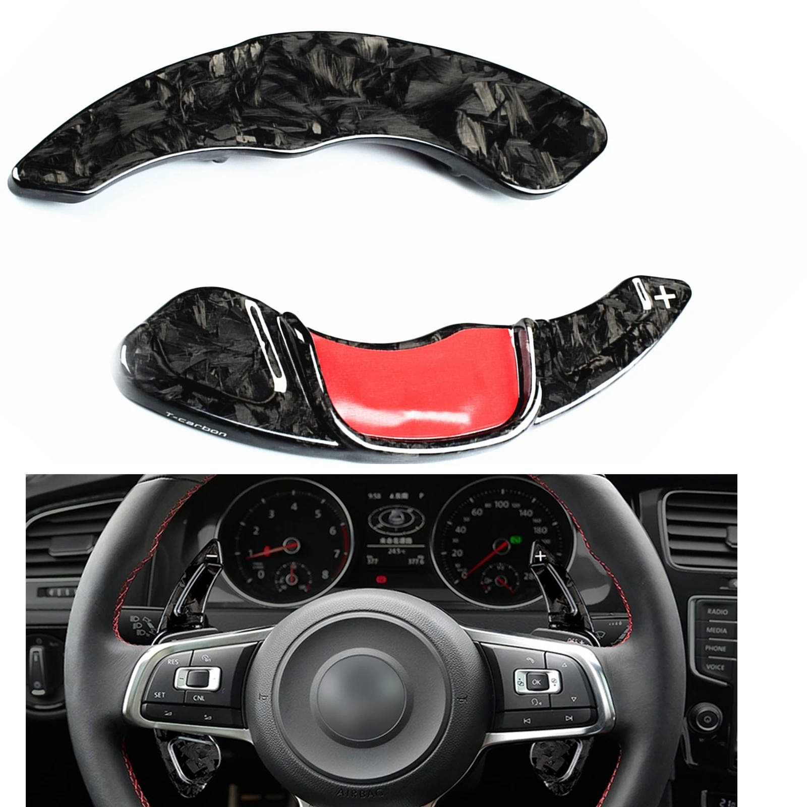 Car Gear Steering Wheel Shift Paddle Extension Shifter Decor Trim For Volkswagen VW Golf 7 R-line GTI POLO Forged Carbon Fiber