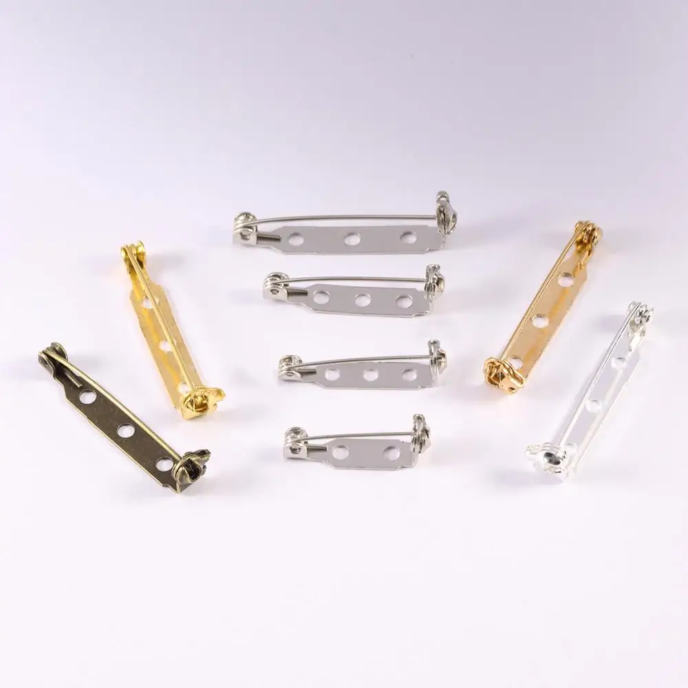 새로운 골드/청동 도금 브로치베이스 백 바 배지 홀더 안전 잠금 브로치 핀 DIY 쥬얼리 결과 쥬얼리 액세서리 20-32mm