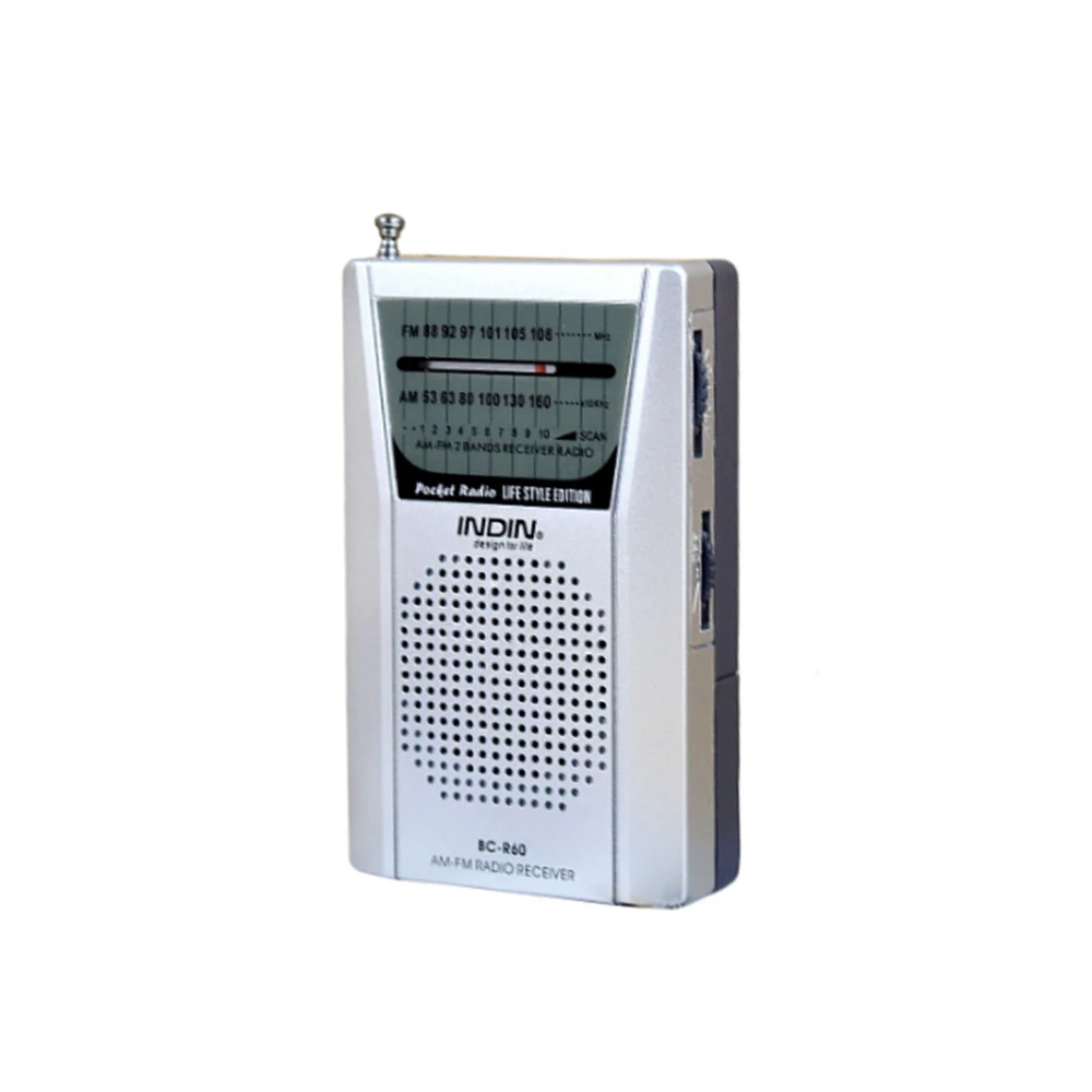 BC-R60 Portable Pocket Radio Telescopic Antenna Mini AM/FM 2-Band Radio World Receiver with Speaker