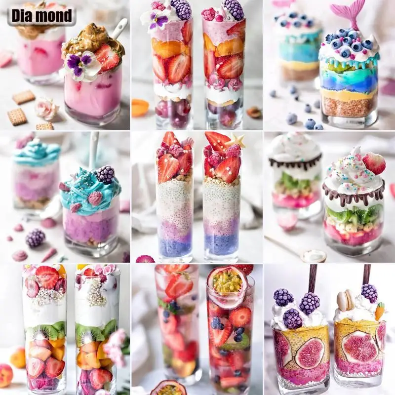 

5D DIY Diamond Painting Ice Cream Full Square/Round Drill Diamond Embroidery Dessert Cupcake Mosaic Cross Stitch Home Decoration