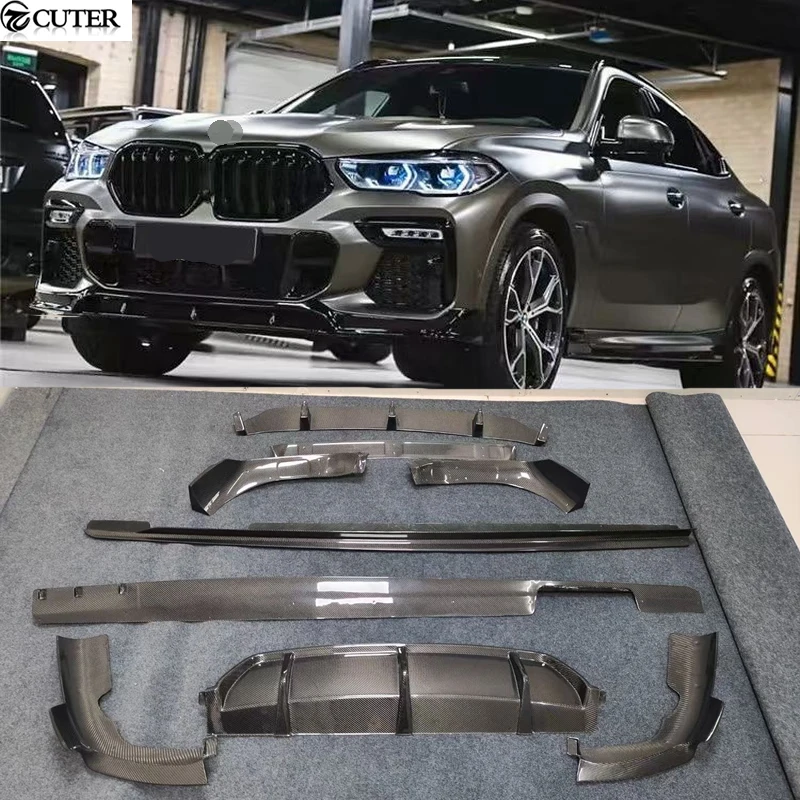 

Newest G06 X6 Carbon Fiber Front Lip Rear Diffuser Rear Bumper Aprons Side Splitter Side Skirts for Bmw G06 X6 2021