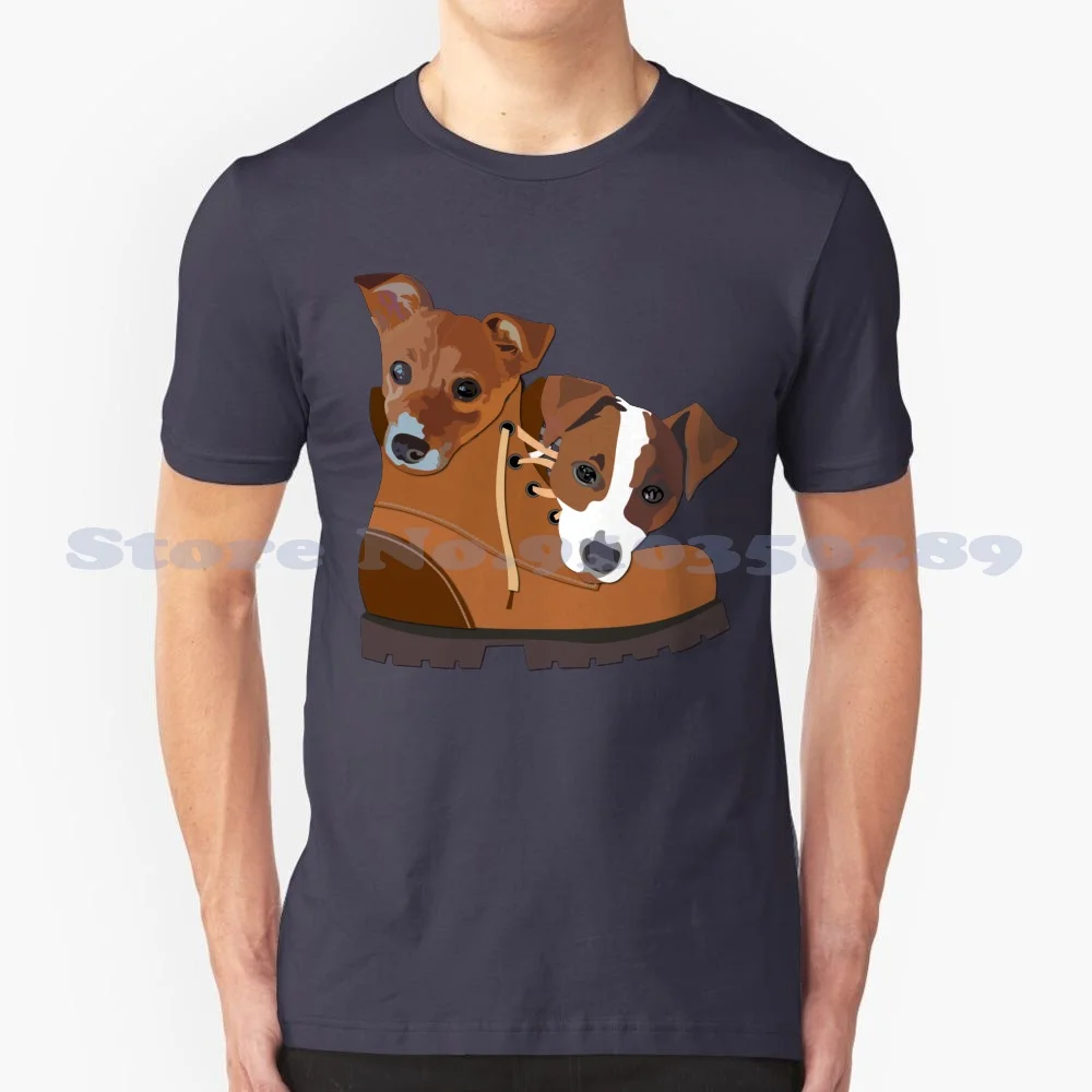 Jack Russell Terriers In Boots 100% Cotton T-Shirt Jack Russell Terrier Boots Breed Dog Cute Pup Funny Animals Wolf Hunt Fox