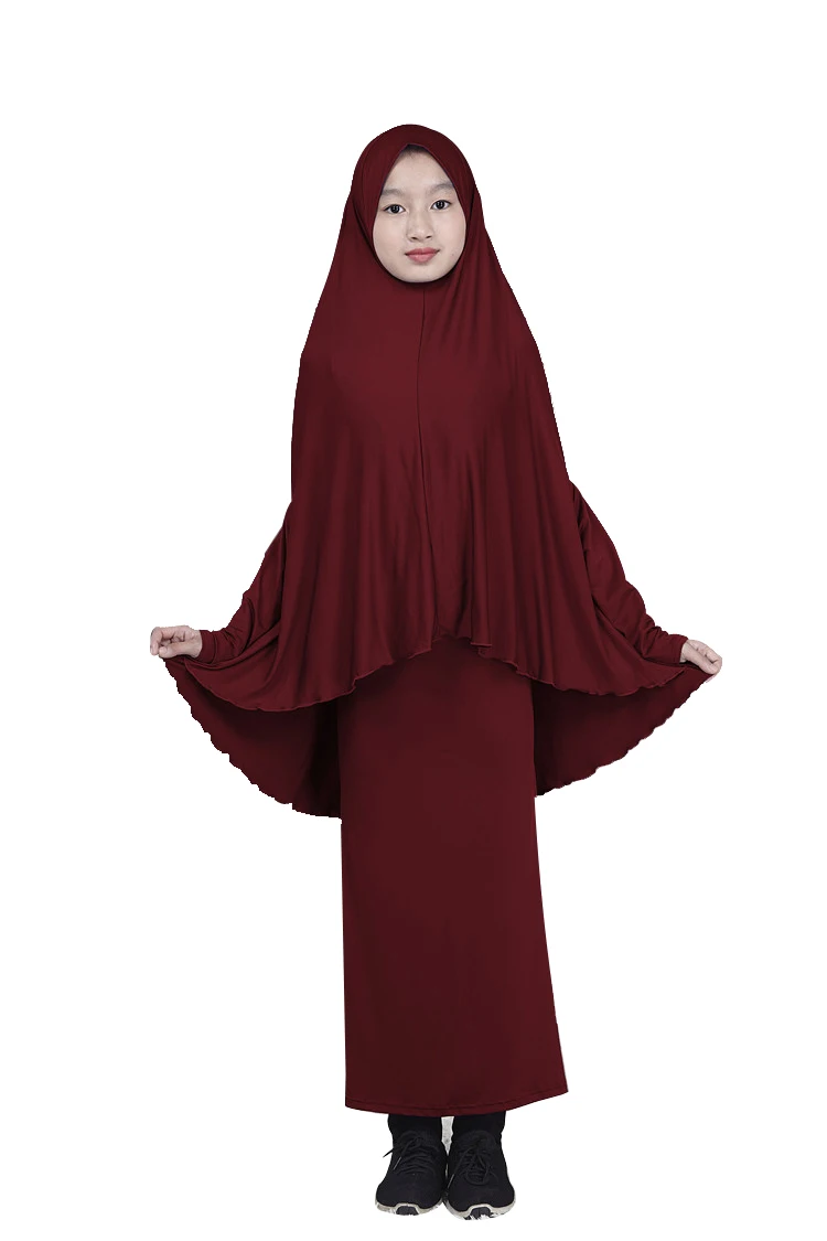 Conjunto muçulmano crianças meninas robe abaya burka hijab islâmico maxi vestido roupas de oração ramadan árabe robe crianças ternos capa completa novo