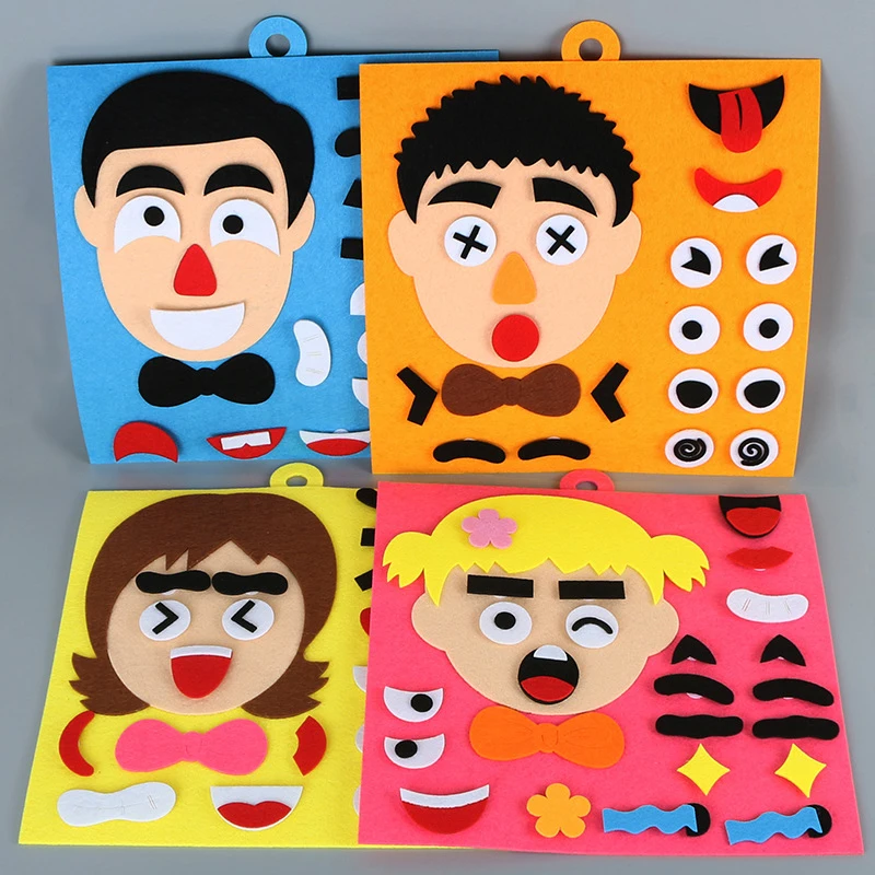 30CM DIY Kids Toys Emotion Change Puzzle Toys Creative Facial Expression Learning Montessori Toys For Children Funny Set