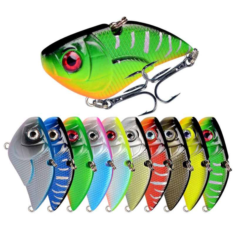 1pcs 5.3cm 14.5g Hard VIB Lures Fishing Minnow Bait Treble Hooks Sinking Crankbait Wobblers Fishing Tackle 3DEyes