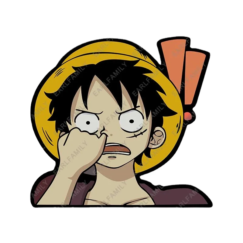 Creative Cartoon Luffy Peeker Car Sticker Vinyl JDM Cover Scratches Waterproof Car Window Body Decorative Stickers Accessories