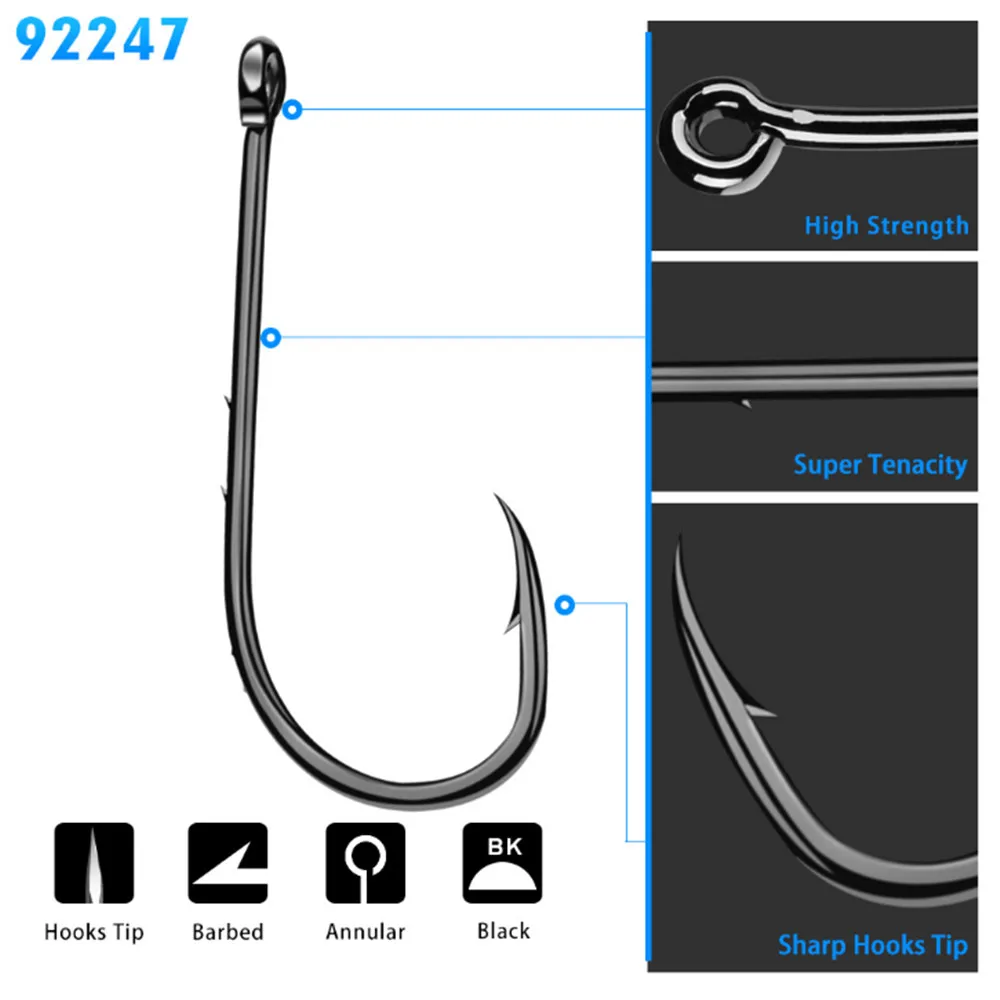 50 pçs/lote 1 #-6 # Baitholder Anzóis de Aço Carbono Cor Preta Cabeça de Jig Manivela Gancho Farpado para Baixo Verme Macio Pesca Da Carpa