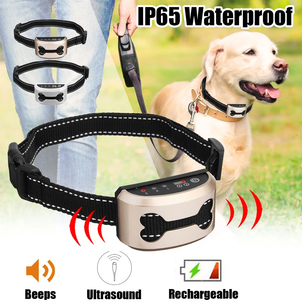 

Waterproof Auto Anti Humane Bark Training Collar Control Stop Dog Barking Adjustable Electric Rechargeable ShockSafe Carefully