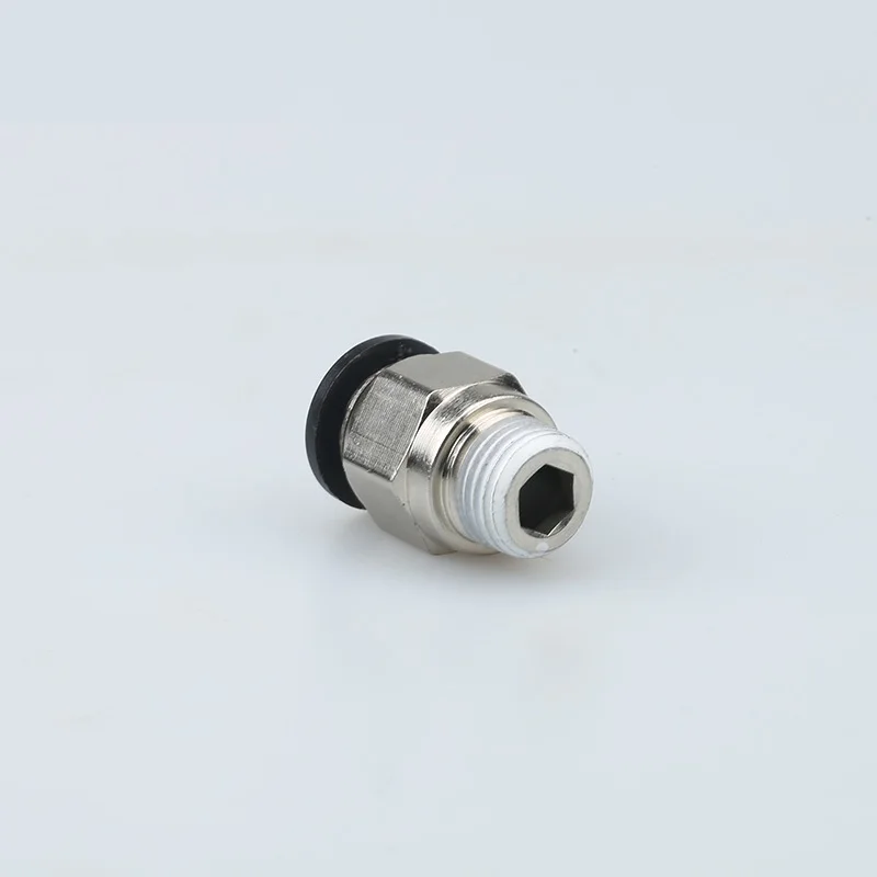 Junta neumática roscada, Unión recta negra, PC12-04/PC8-02/PC10-03/PC6-02 PC