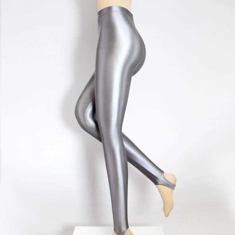 Satin Glossy Pantyhose Sexy Shiny Yoga pants leggings sport tights women fitness High Waist Tights Step-on-the-foot Elasticity