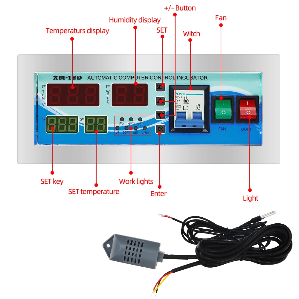 XM-18D Automatic computer control incubator Poultry incubator Controller Temperature Humidity Incubator Egg Hatcher system40%off