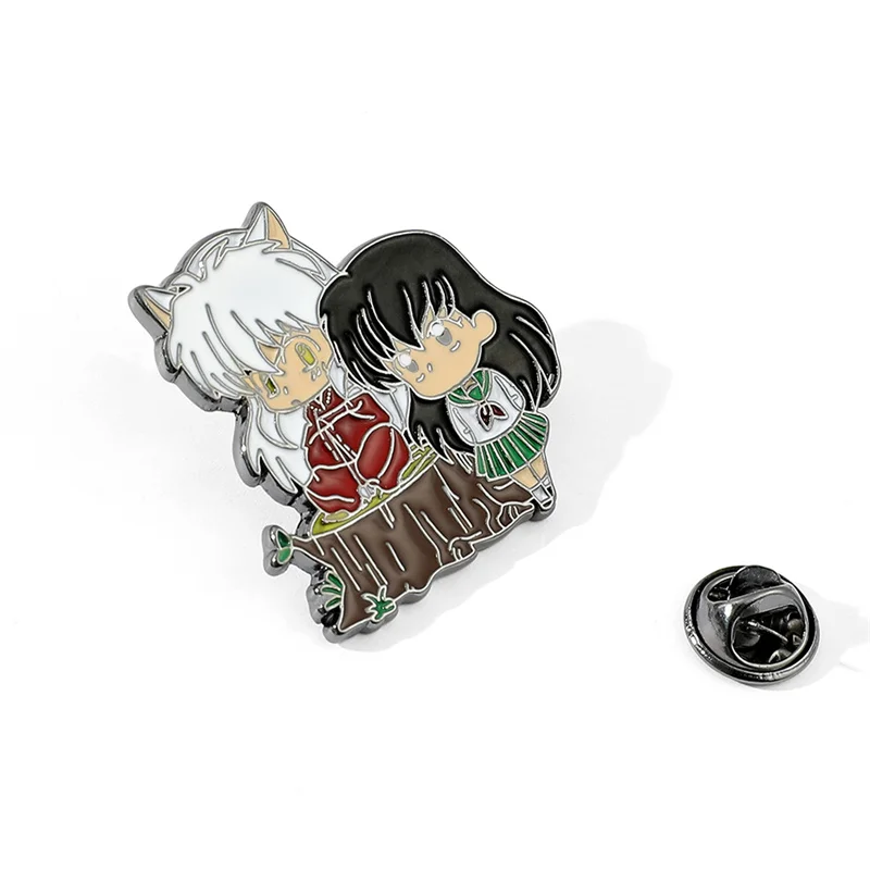 Anime Inuyasha Kagome and Shippo Brooch Pins Cute Catoon Character Metal Badge Jackets Jeans Fashion Jewelry Accessories Gift