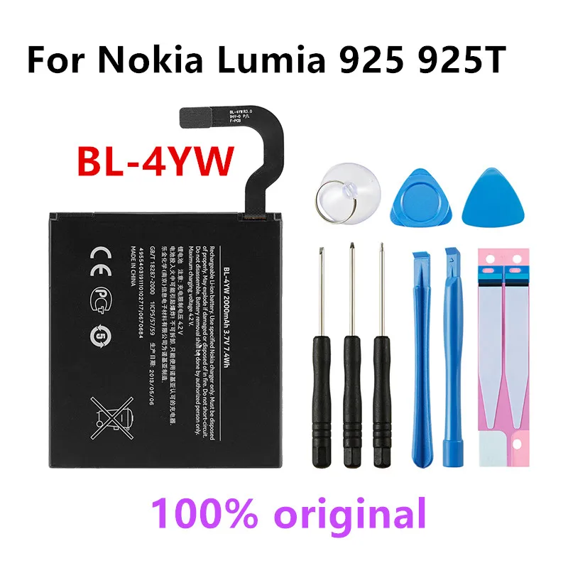 

Оригинальный телефон, 2000 мАч, запасной аккумулятор для Nokia Lumia 925 925T BL4YW, литий-полимерные батареи + Инструменты