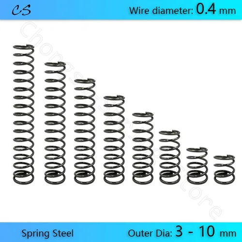 10Pcs 0.4mm 압축 스프링 압력 스프링 와이어 직경 0.4mm 외경 3 4 5 6 7 8 9 10 mm 길이 5 10 15 20 25 30 35 - 50mm