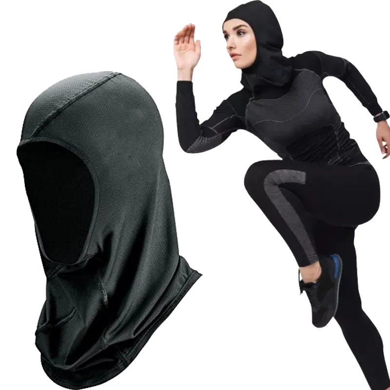 Vrouwen Sport Hijab Sjaal Een Stuk Mesh Jersey Moslim Hoofddoek Islamitische Tulband Caps Ademend Stretchy Antislip workout Hijab