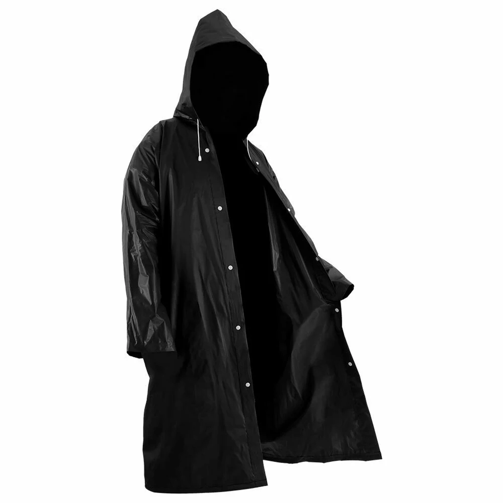 Impermeável longo para homens e mulheres, EVA Cloth Hoodie, Caminhadas ao ar livre e Rainwear de viagem com botões de chapéu, Slicker, adultos