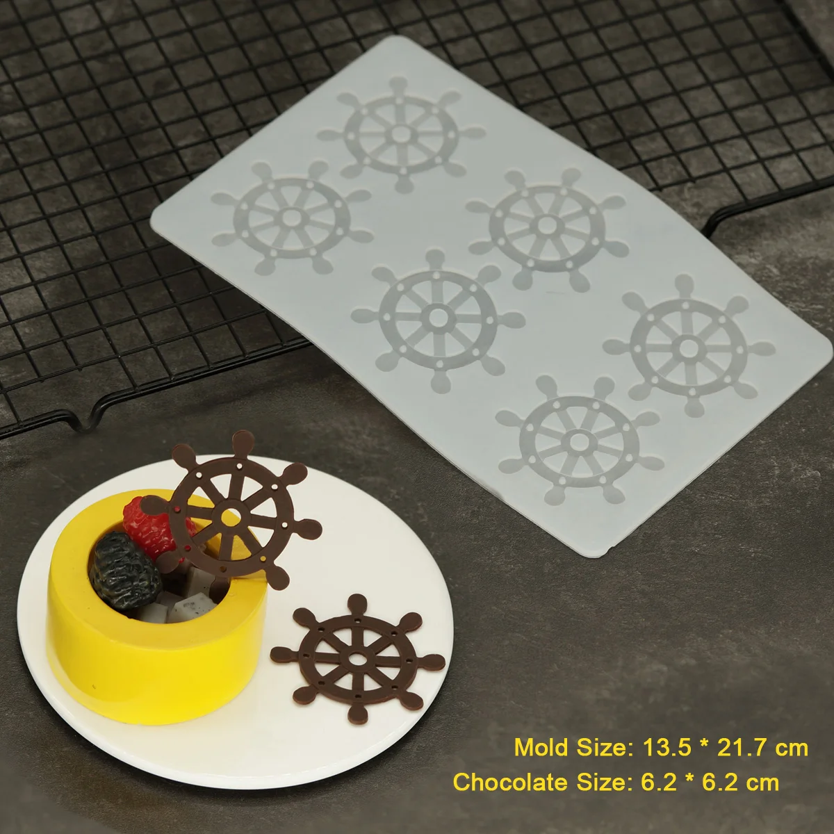 Ship Rudder Shape Chocolate Stencil Mold Boat Helm Silicone Mould For DIY Mousse Cake Decorating Garnish