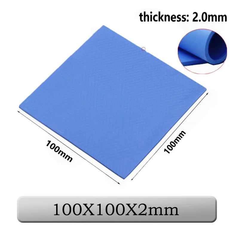 

1 Pcs Gdstime 100mm x 100mm x 2mm 0.2cm 100x100x2 mm Thickness Blue Thermal Conductive Silicone Pad