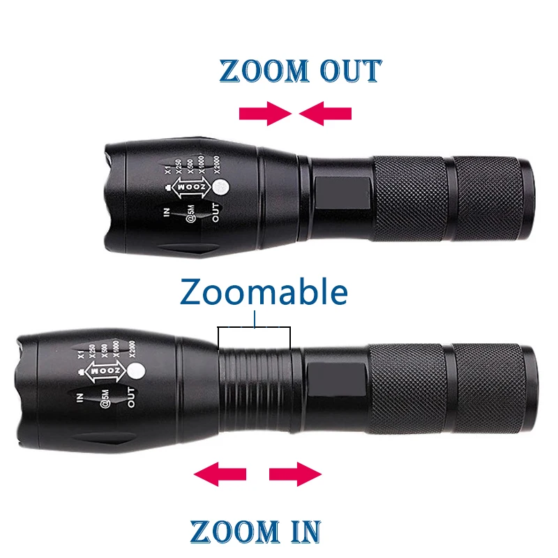 Led Flashlight Ultra Bright Torch L2/V6 Camping Light 5 Switch Mode Waterproof Zoomable Bicycle Light Use 18650 Battery Litwod