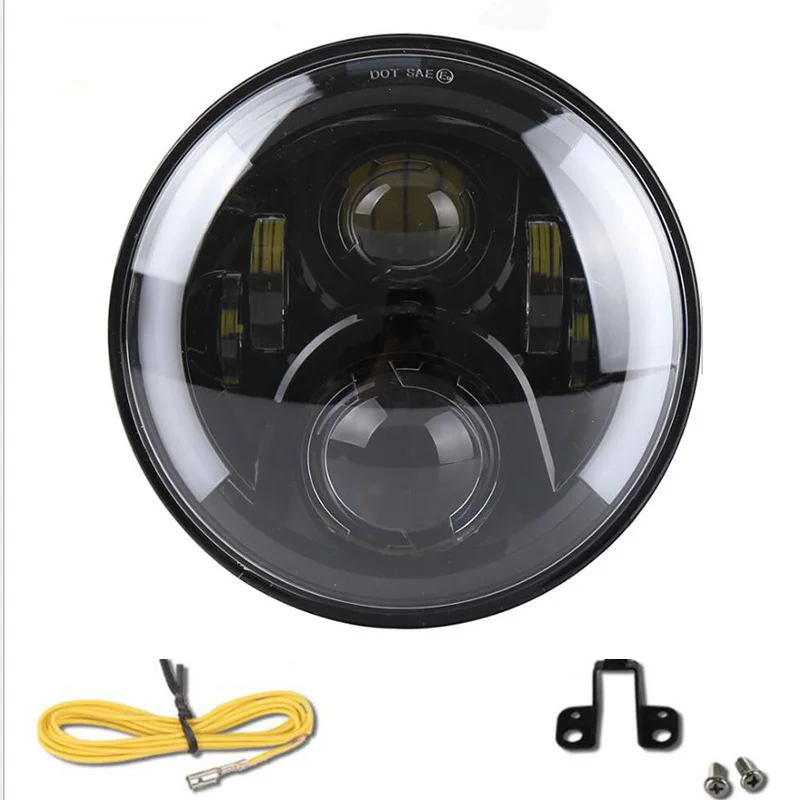 7 inch Round LED Headlight Lamp With DRL Angle Eyes Halo 7\