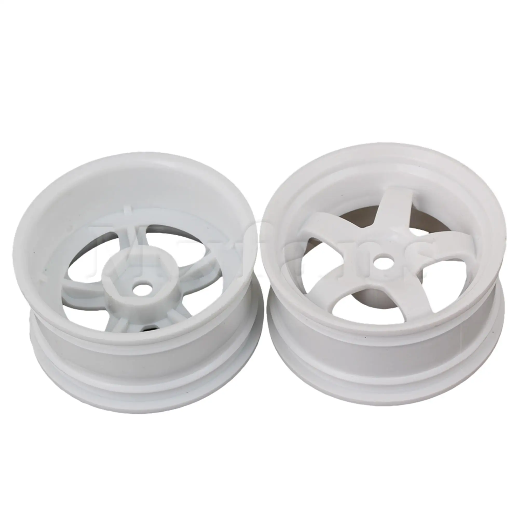 Mxfans 4Pcs RC 1:10 On Road Racing รถ Drift พลาสติกสีดำล้อสีขาวขอบ5-Spoke 52mm Dia