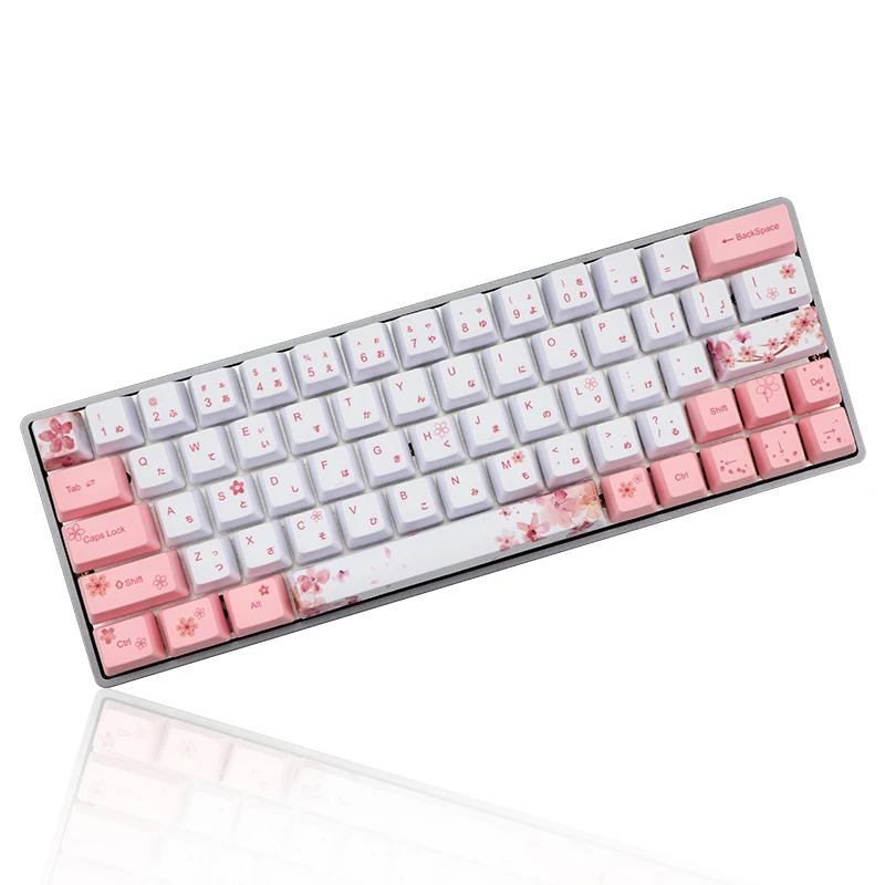 1 set/73keys OEM height PBT Sakura Korean Japanese 5 side sublimation keycap 6,25U space for MX cherry switch