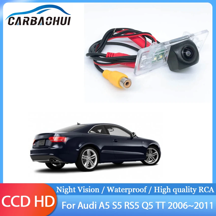 

Waterproof night vision wide angle Rear camera backup rear view reverse CCD HD camera For Audi A5 S5 RS5 Q5 TT 2006~2011