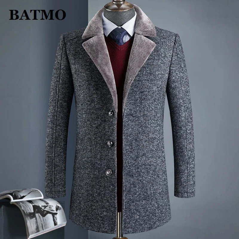 BATMO 2024 new arrival winter wool thicked trench coat men,men\'s casual jackets Overcoat 788