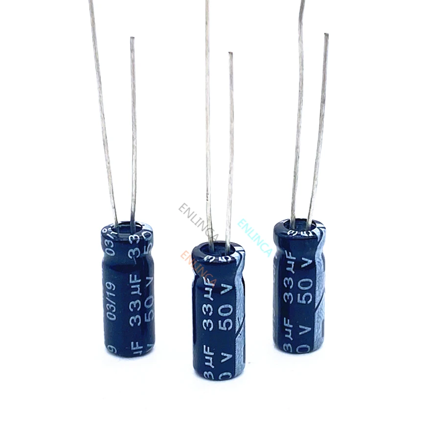 20 pces 50v 33uf capacitor eletrolítico de alumínio 33uf 50v 6*11 capacitor eletrolítico